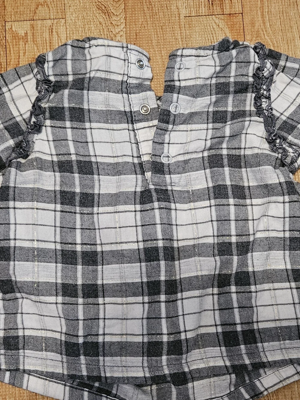 Carter's Black & White Plaid Half Button-Down Shirt